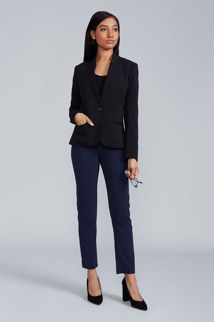Audrey Pant in Navy | Women's Business Attire | High Rise Trousers