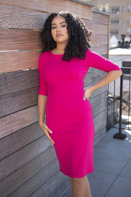 Lydia Dress in Lipstick Pink | Women's Office Wear