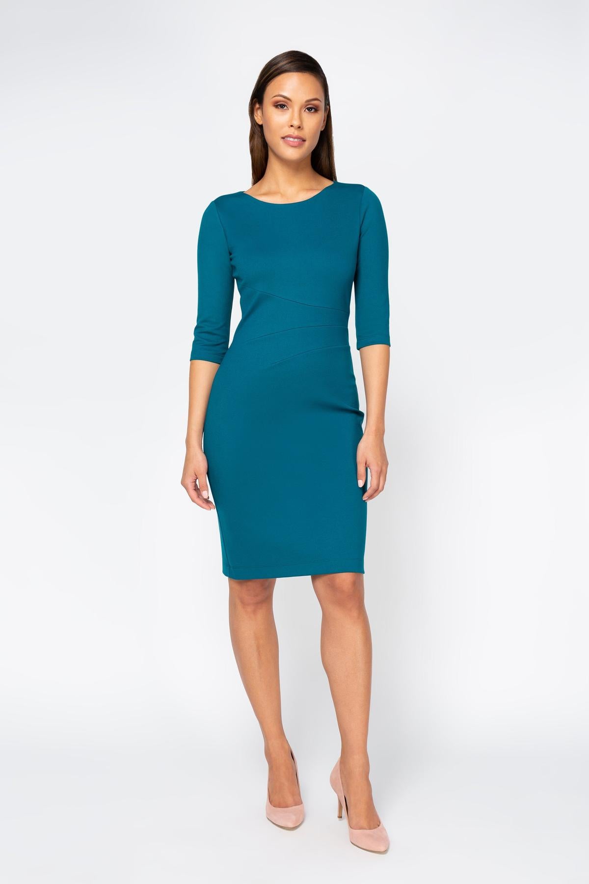 corporate midi dress Lydia Dress In Teal | Work From Home Wardrobe