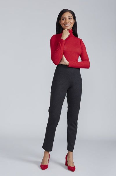 Women' Business Rosemary Jersey Knit Turtleneck Top With Gold Zip - Bittersweet Red NORA GARDNER | OFFICIAL STORE for work and office