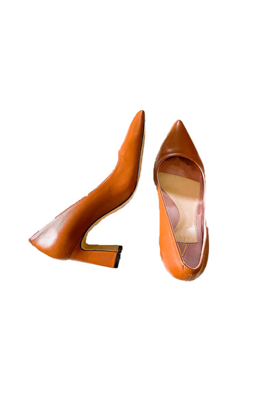 Women' Business Leather Block Heel Pump - Courageous Caramel NORA GARDNER | OFFICIAL STORE for work and office