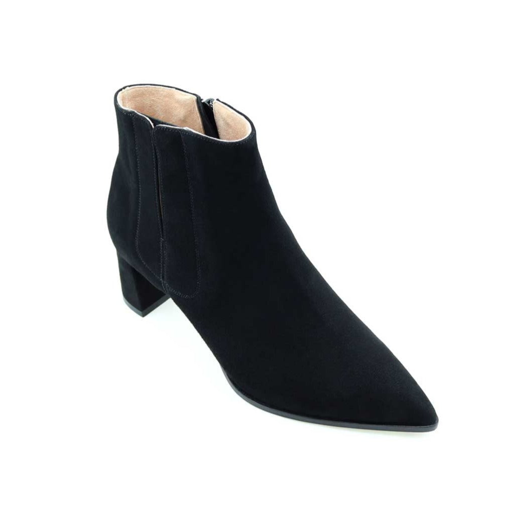 Women' Business Black Suede Bold Block Ankle Boot NORA GARDNER | OFFICIAL STORE for work and office