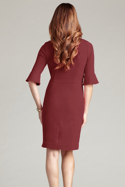Women' Business Kate Bell Sleeve Dress - Burgundy NORA GARDNER | OFFICIAL STORE for work and office