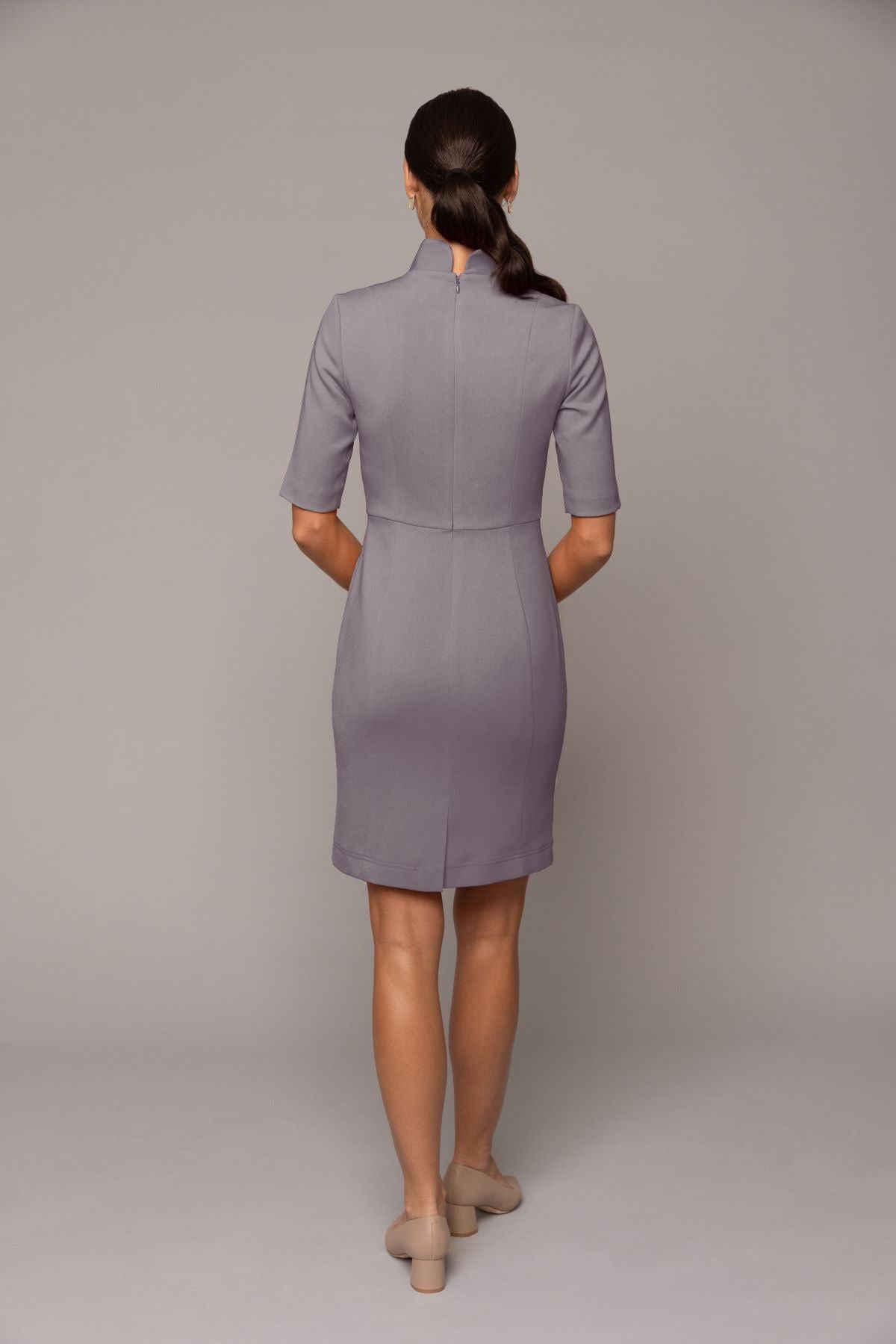 Sleeved Evelyn Dress - Light Charcoal