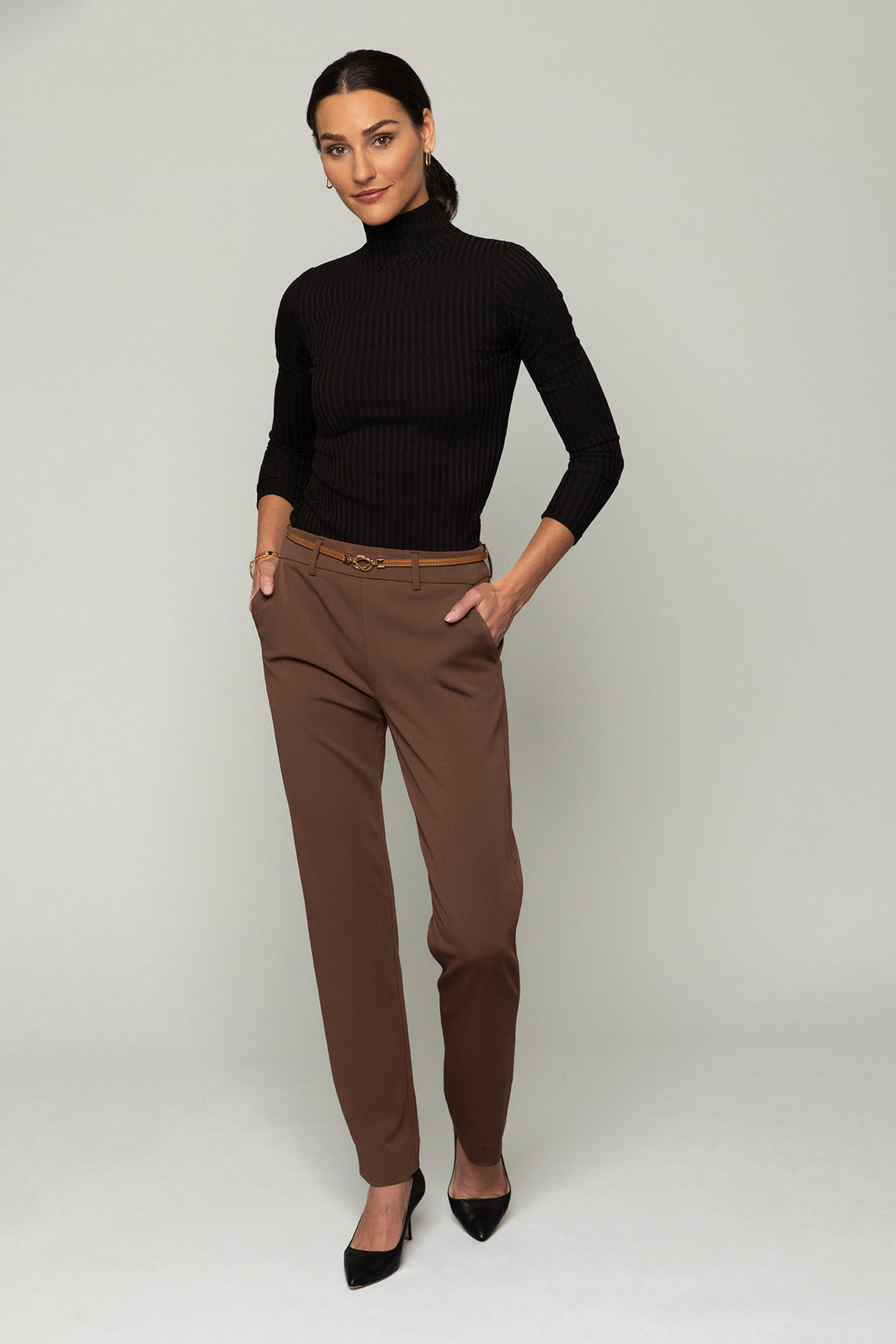 ladies brown dress pants Maria Pant | Cocoa | Women's Work Ivory/Silver vendor:10000 waisted trousers feature a Brown Semi Formal Dress