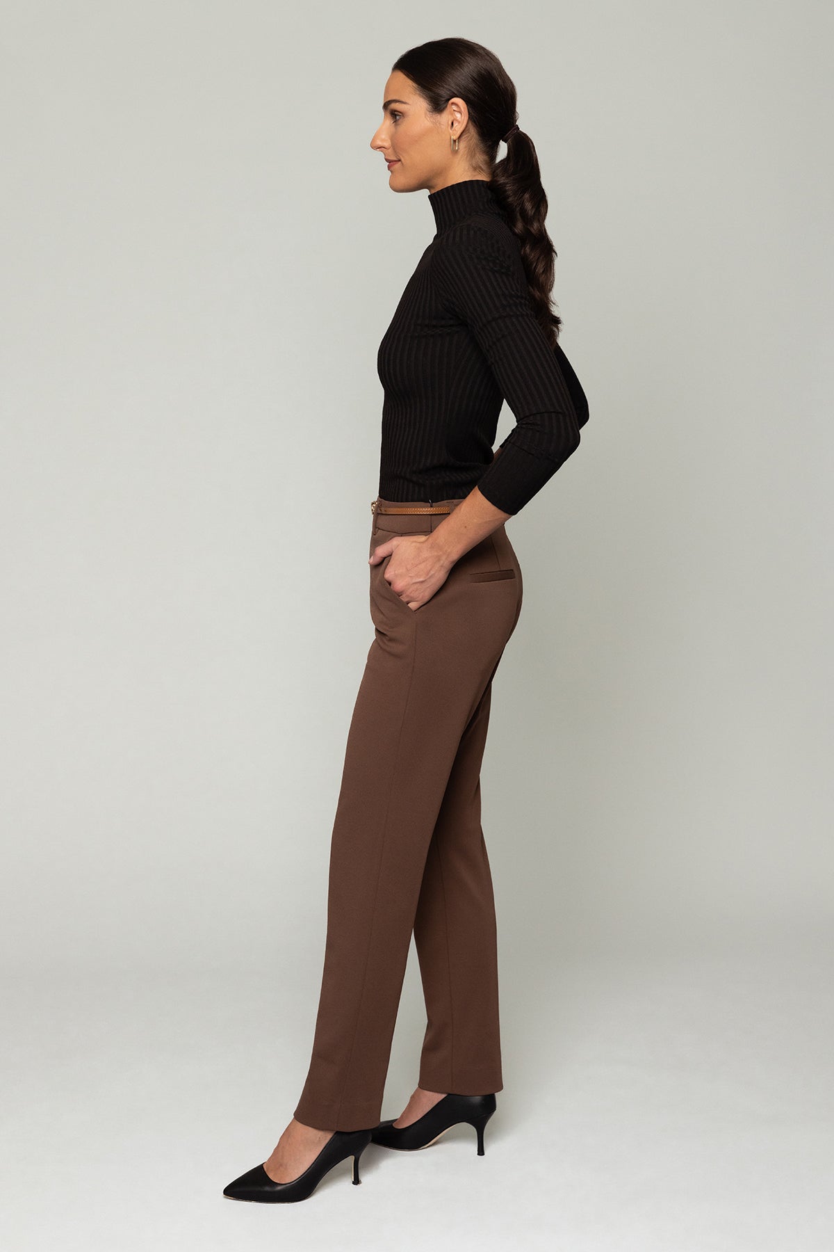 Dark brown trousers tailored work trouser Nora Gardner