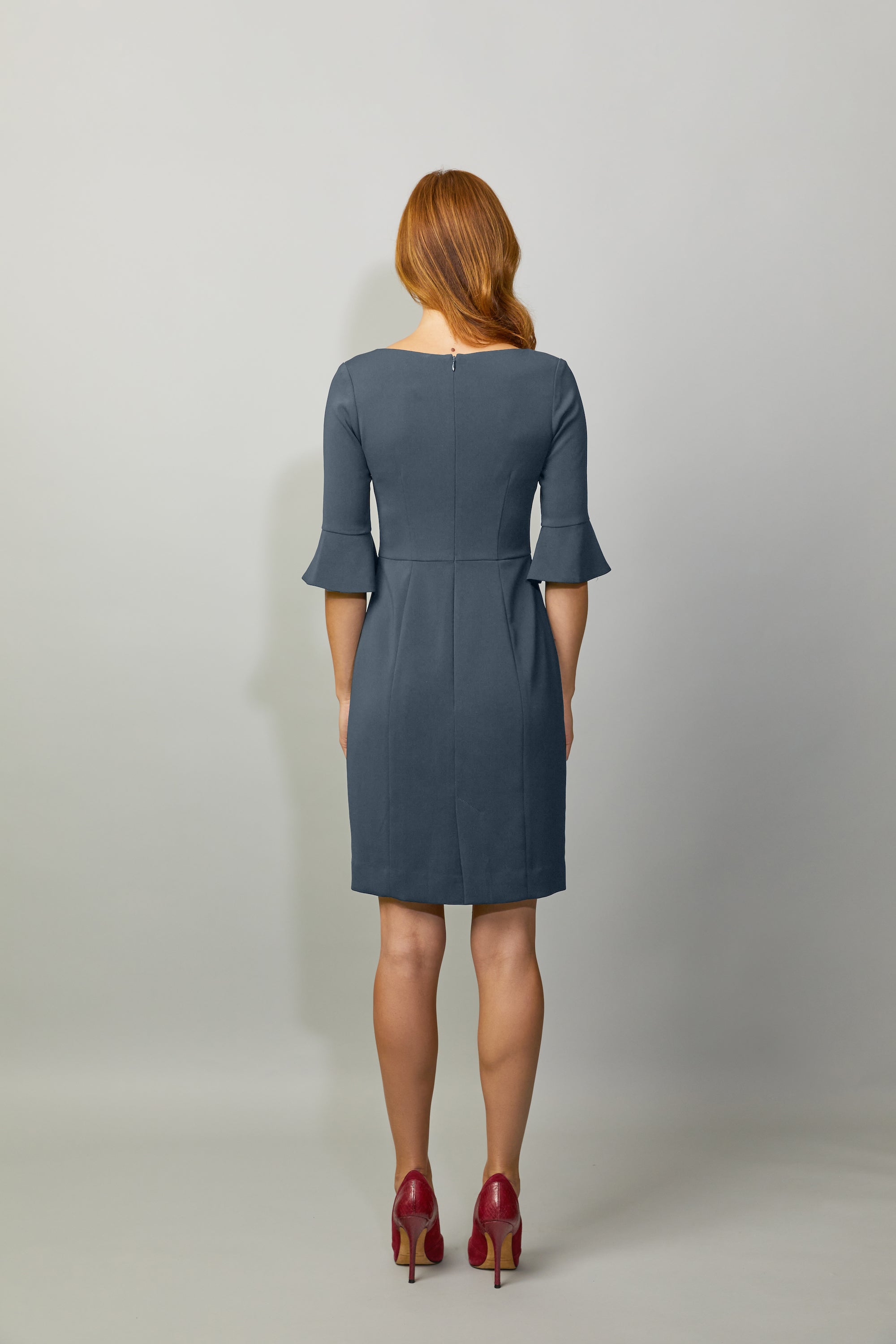 Kate Bell Sleeve Dress - Blue Slate