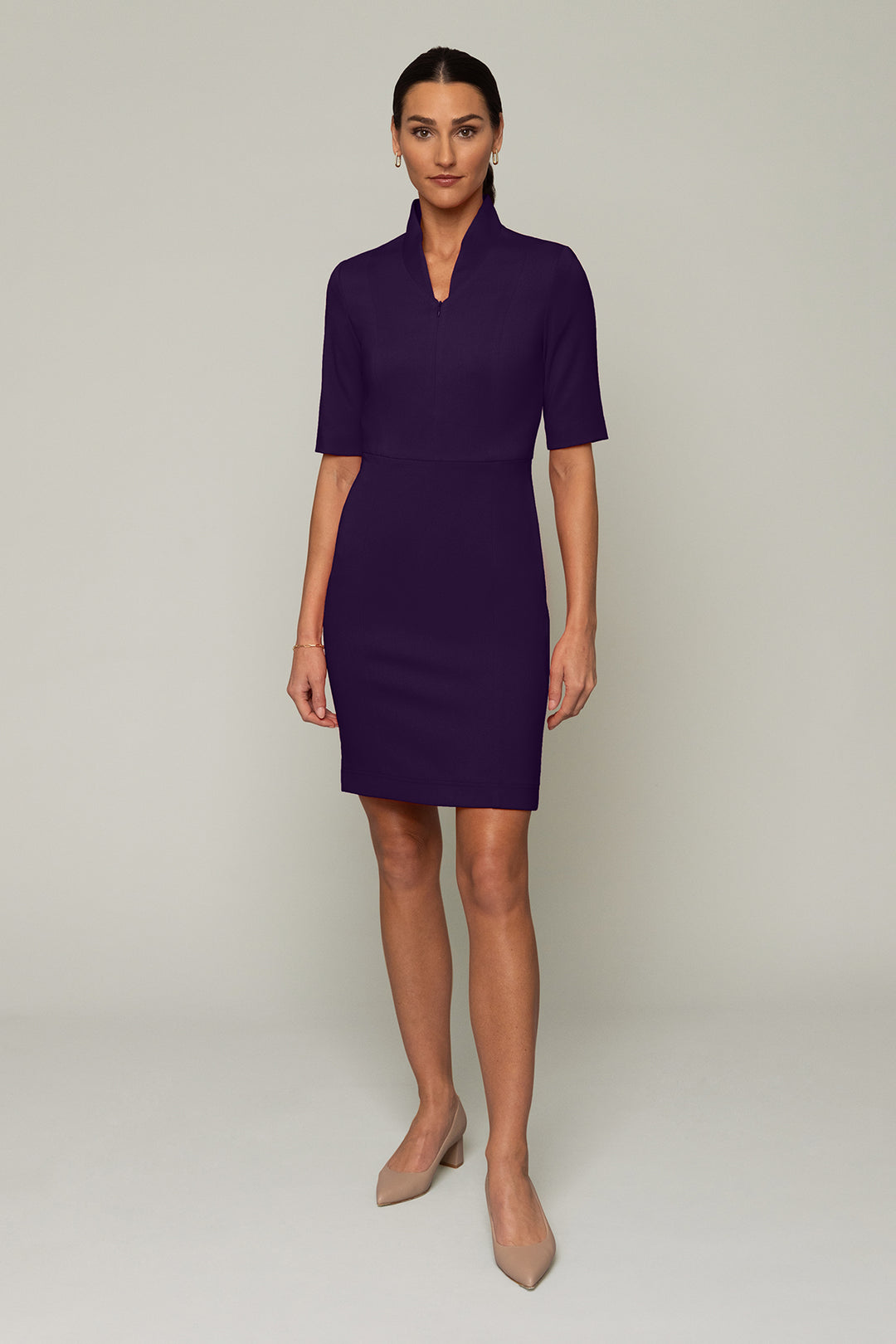 Sleeved Evelyn Dress | Purple | Business Attire | Nora Gardner