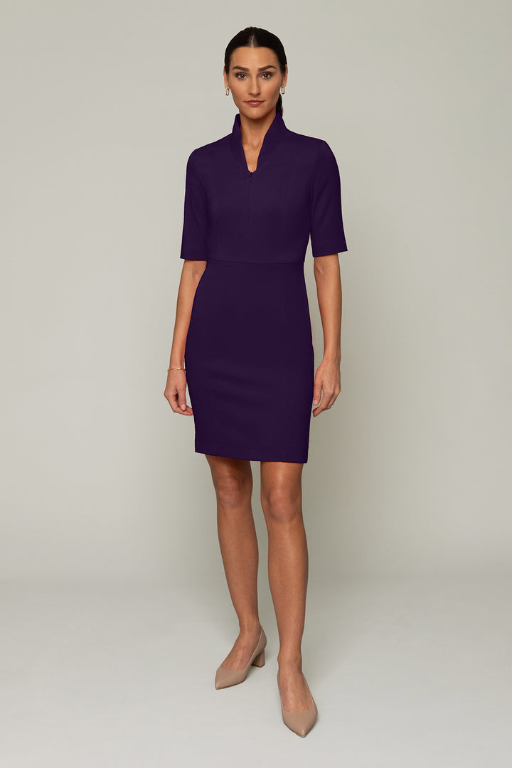 Sleeved Evelyn Dress | Purple | Business Attire