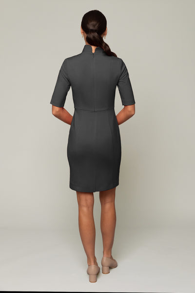 Sleeved Evelyn Dress - Charcoal