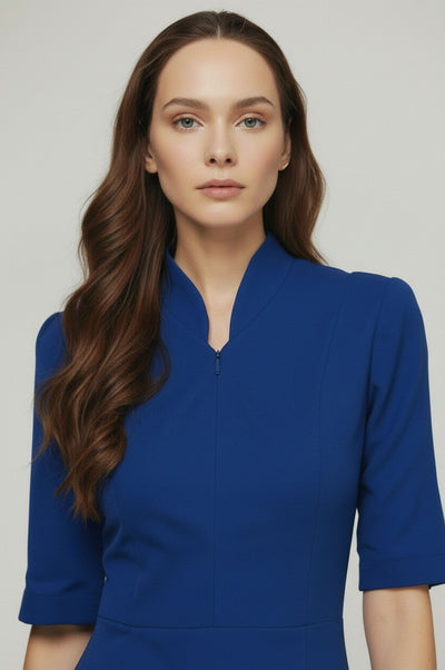 Sleeved Evelyn Dress - Royal Blue