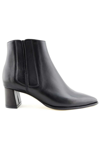 Women' Business Calf Leather Lower Block Ankle Boot - Black NORA GARDNER | OFFICIAL STORE for work and office