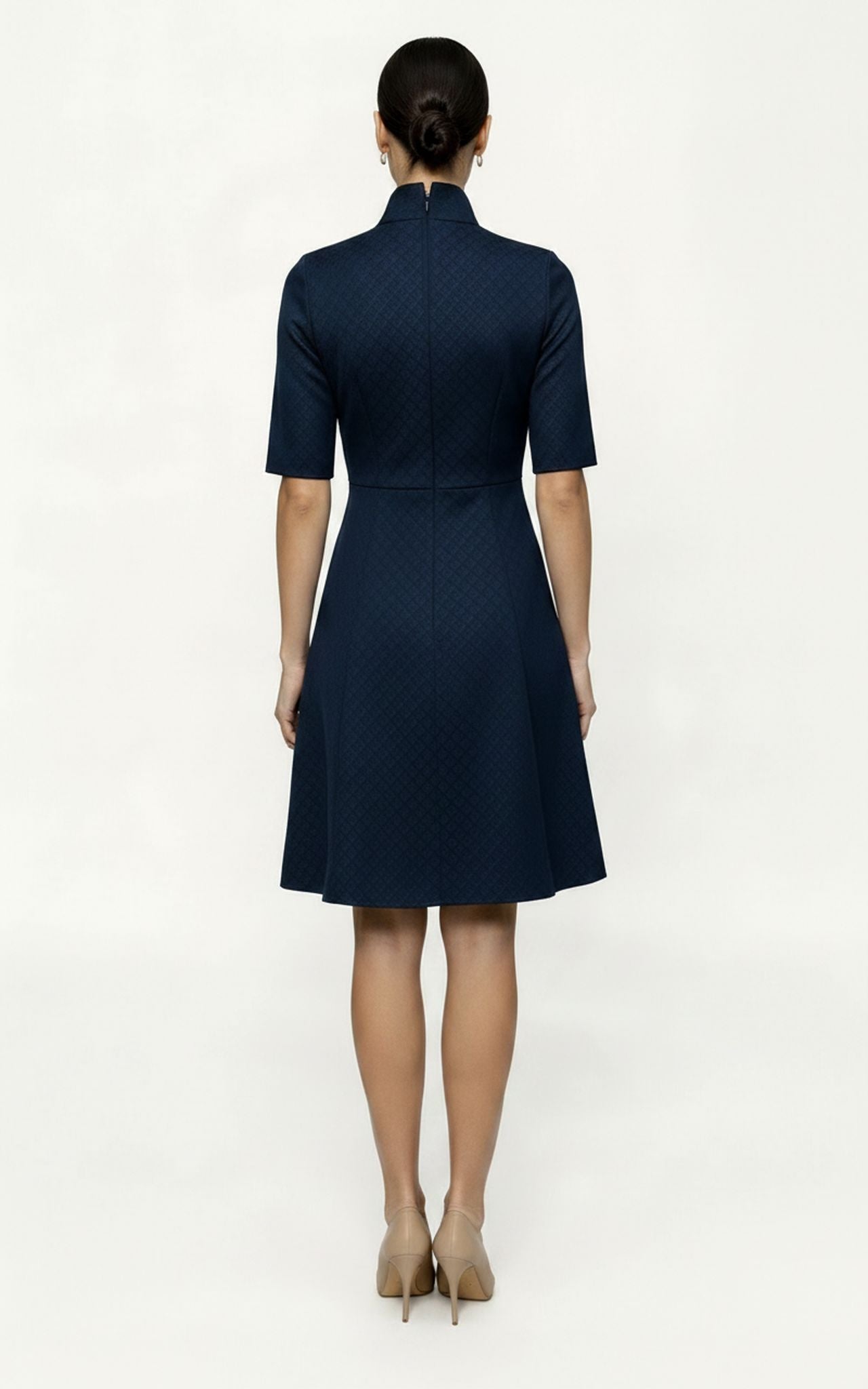 Women's Work Dress Evelyn | Navy Jacquard | Nora Gardner Navy / 12