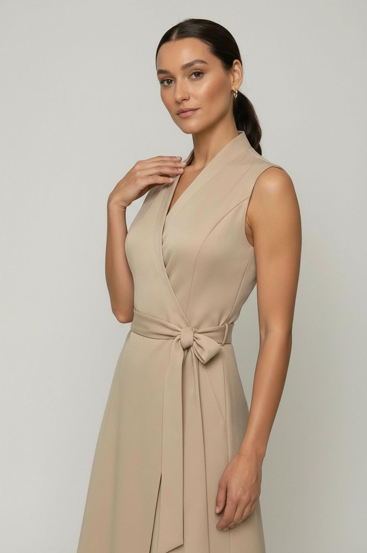 Sienna Wrap Dress | Tan | Workwear Dress