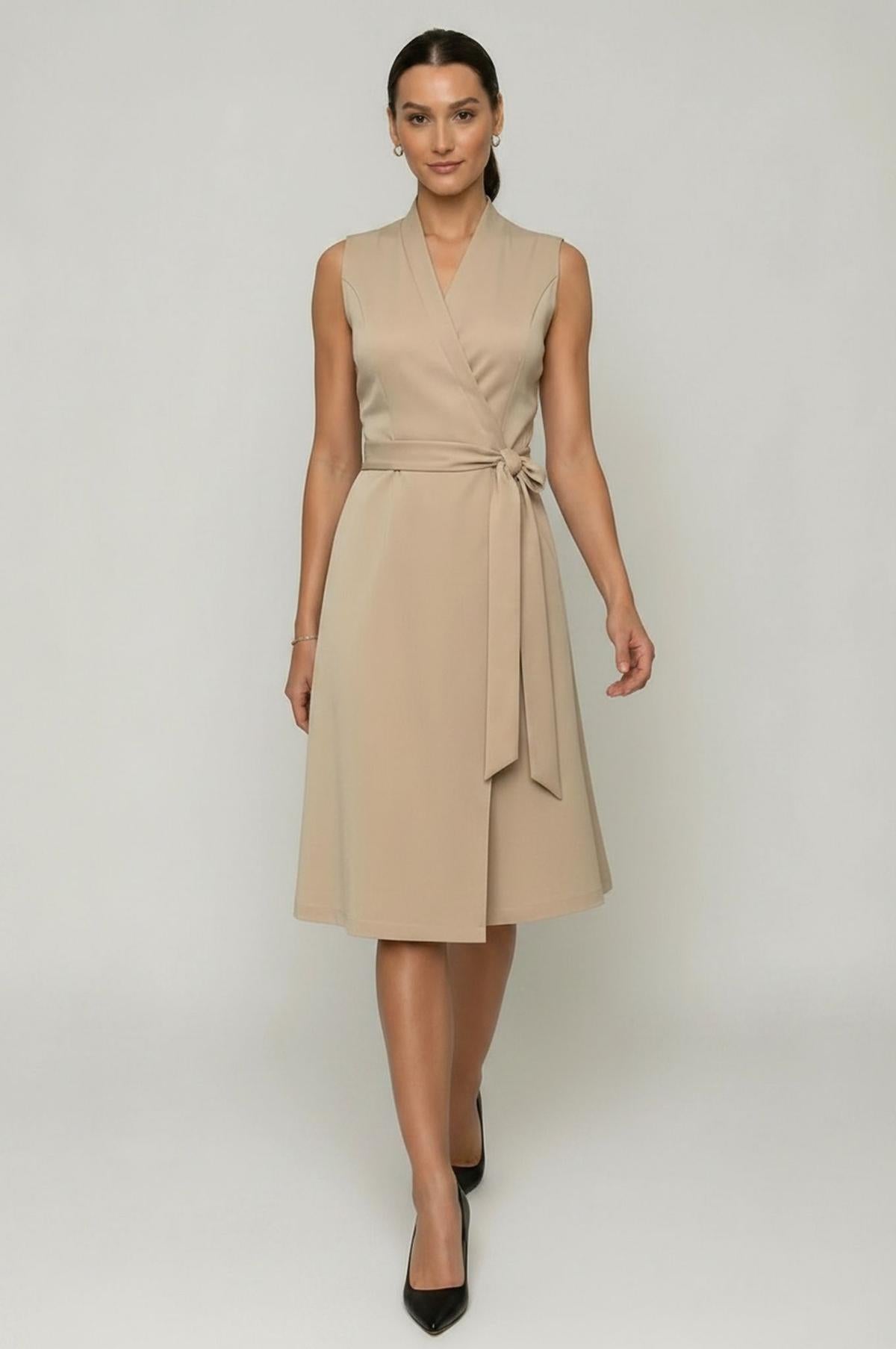 tan formal dress Avianna Dreamy V Neck Sleeveless Ruched Satin Dresses, Mocha please refer to our size chart Sienna Wrap Dress | Tan