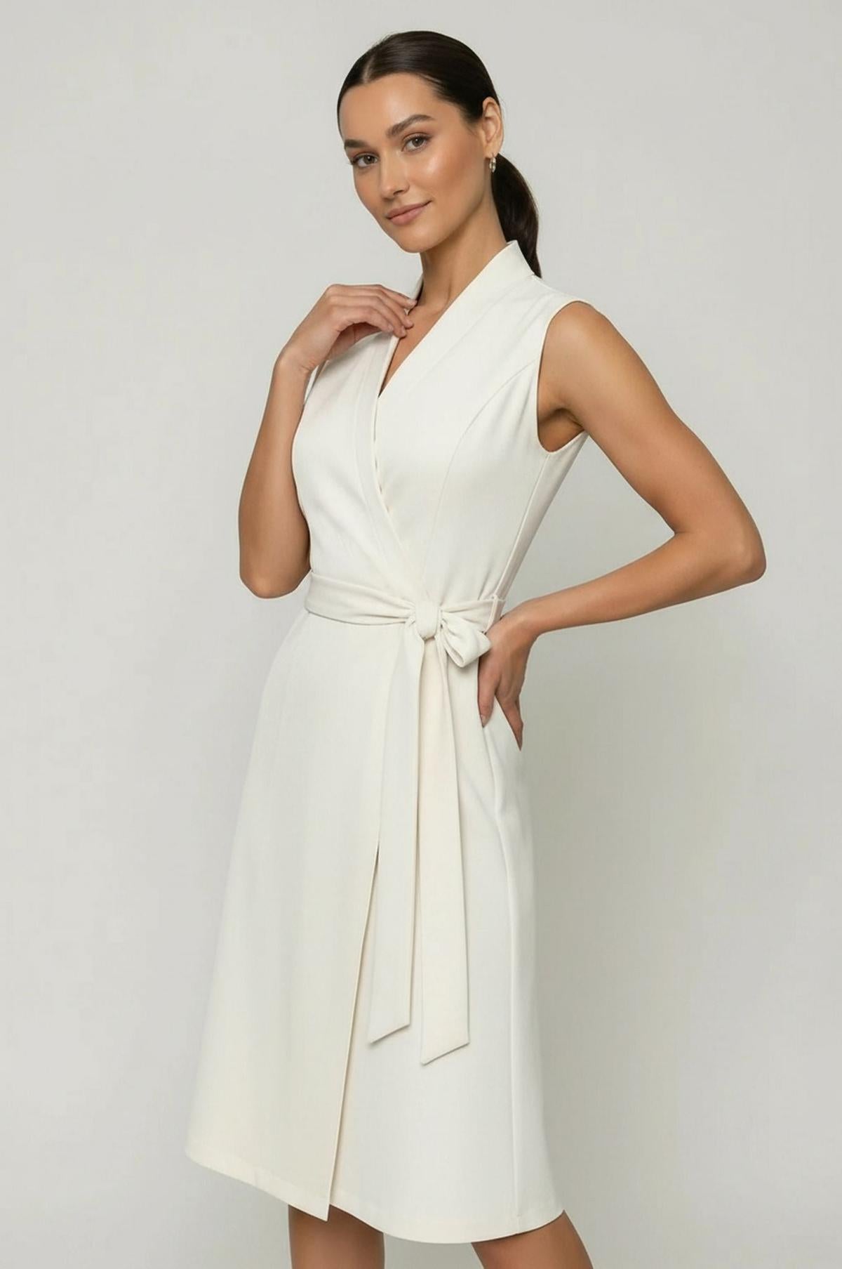 Sienna Wrap Dress | White | Workwear Dress