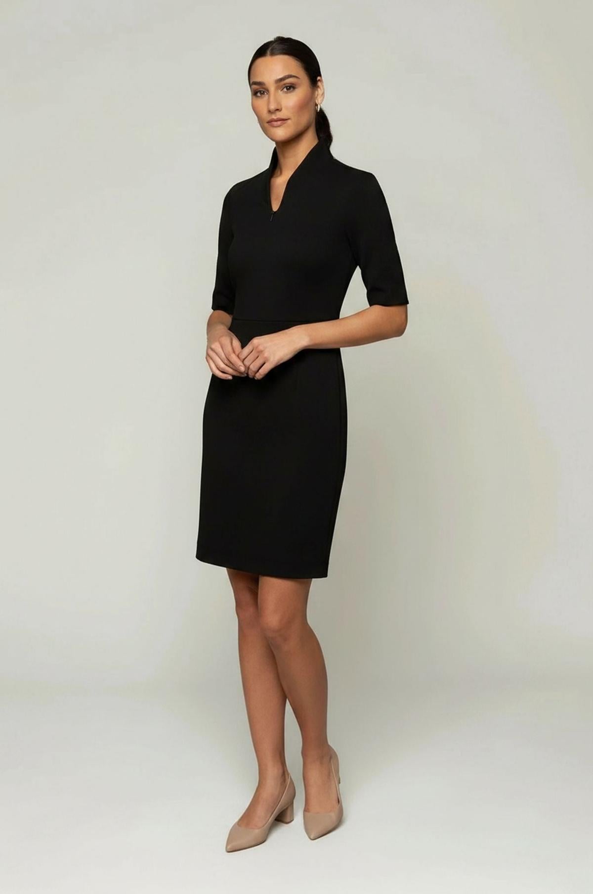 Sleeved Evelyn Sheath Dress – Black