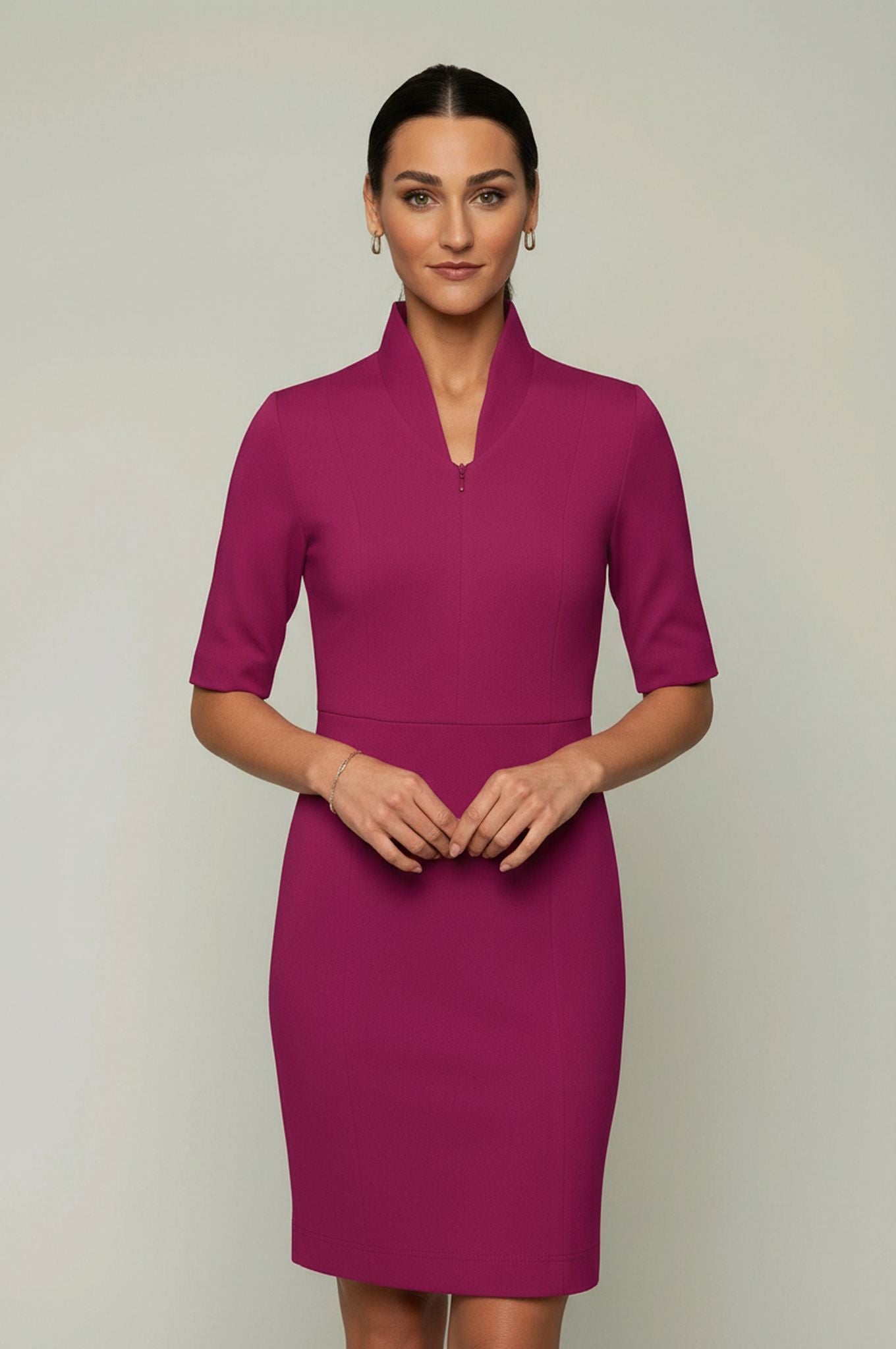 Sleeved Evelyn Dress in Magenta | Business Attire | Nora Gardner