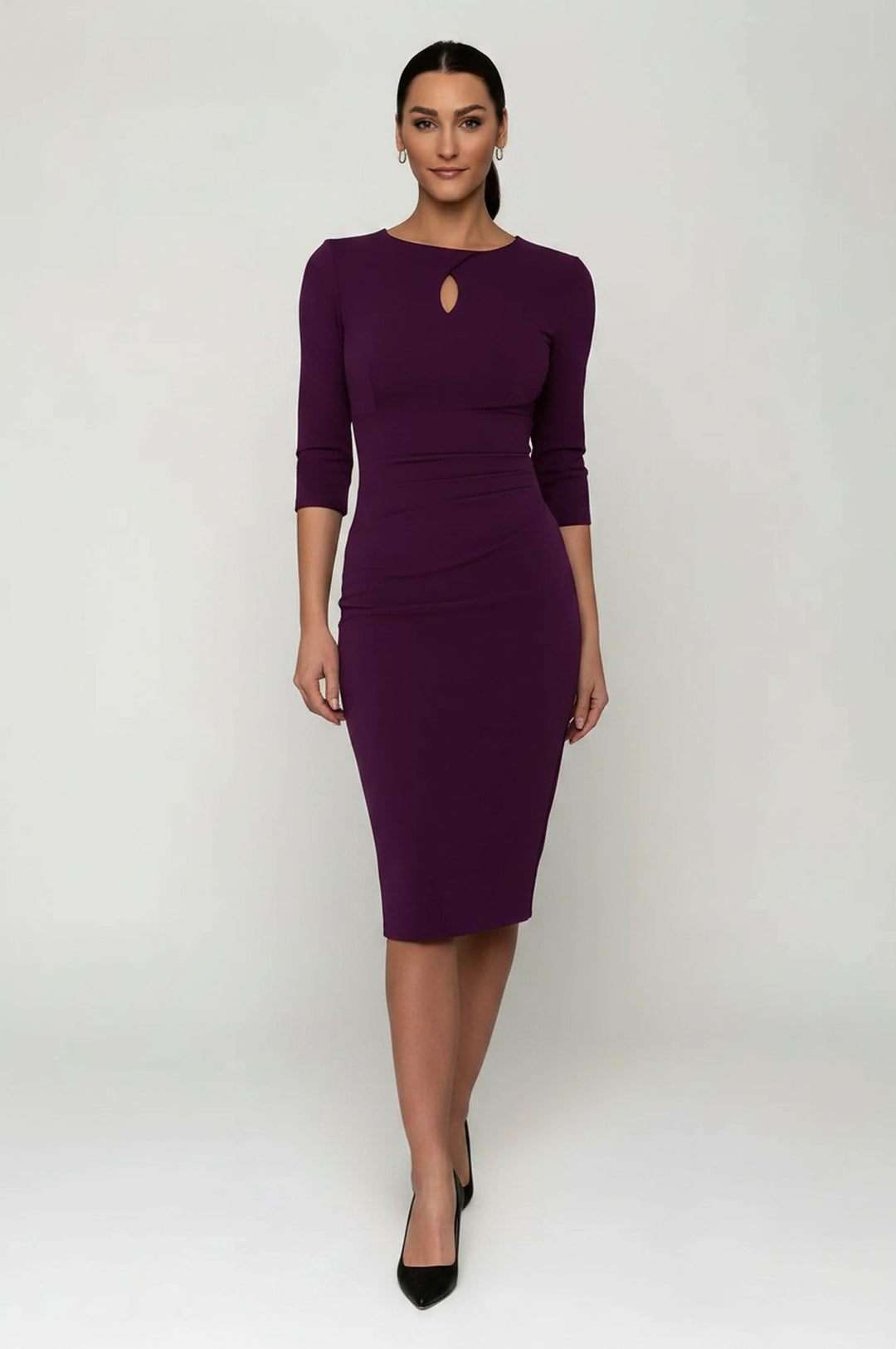 purple long sleeve dress knee length Ubrique Dress in Deep Purple | Women's Formal Dress