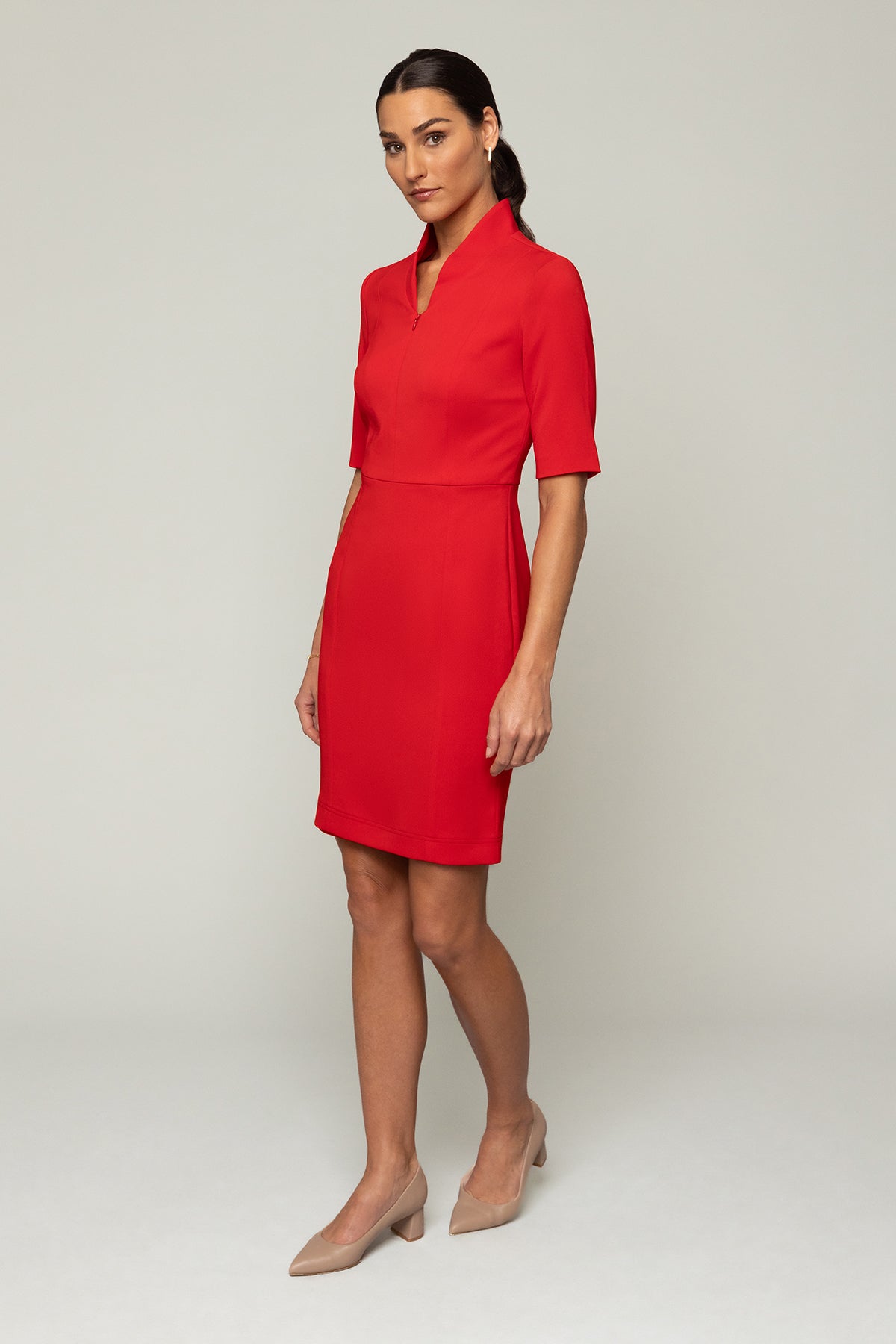 Women' Business Sleeved Evelyn Dress - Power Red NORA GARDNER | OFFICIAL STORE for work and office