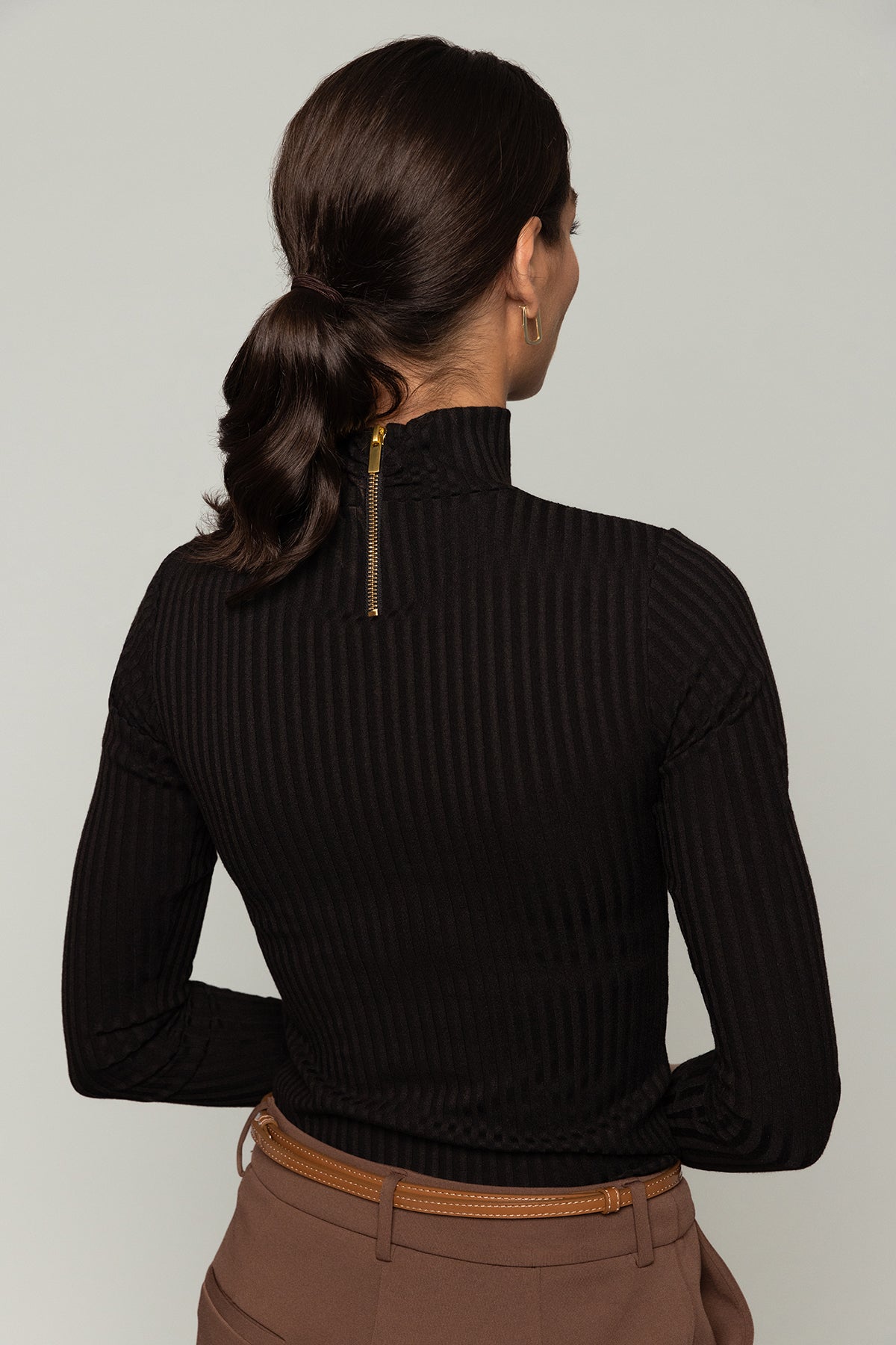 Women' Business Rosemary Turtleneck Top With Gold Zip - Black NORA GARDNER | OFFICIAL STORE for work and office