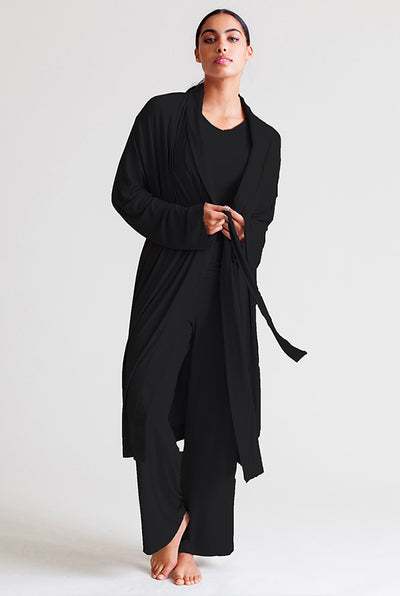 The Most Luxurious Women's Collagen Robe in Black | Nora Gardner