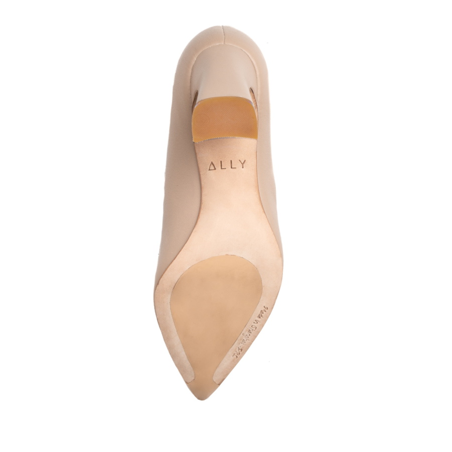 Women' Business Bossy Beige Leather Block Heel Pump NORA GARDNER | OFFICIAL STORE for work and office