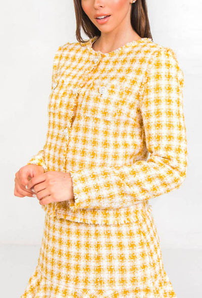 Women's Boucle Jacket in Yellow | Nora Gardner