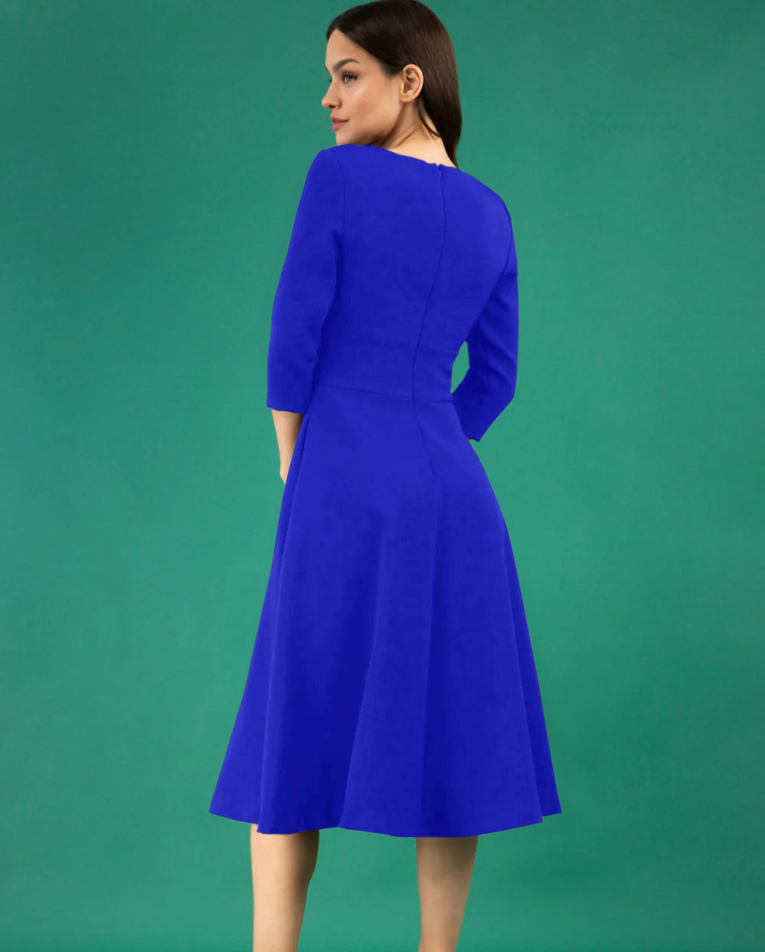 Women' Business Casares 3/4 Sleeve Swing Dress - Cobalt Blue NORA GARDNER | OFFICIAL STORE for work and office
