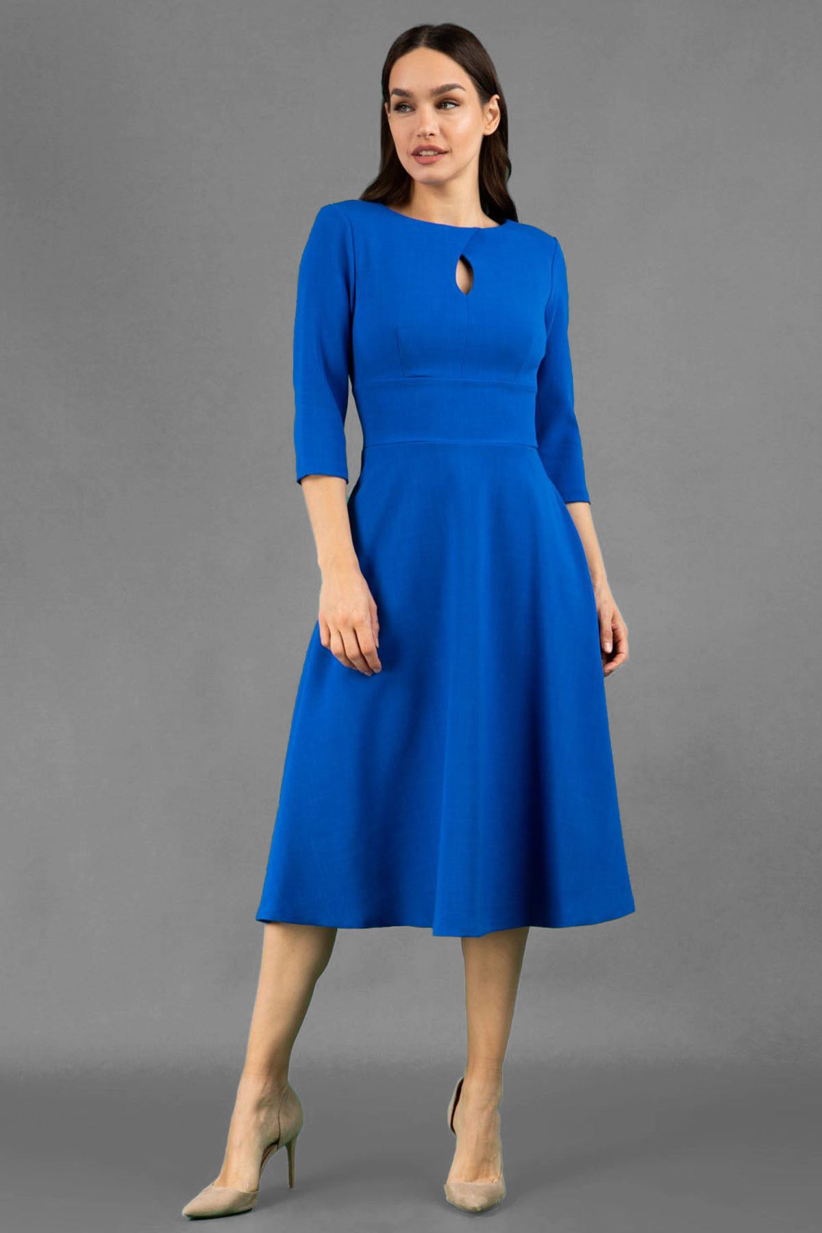 Women' Business Casares 3/4 Sleeve Swing Dress - Cobalt Blue NORA GARDNER | OFFICIAL STORE for work and office