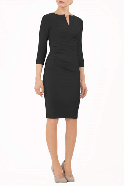 Women's Donna 3/4 Sleeve Dress In Black Business Casual Attire | Nora Gardner