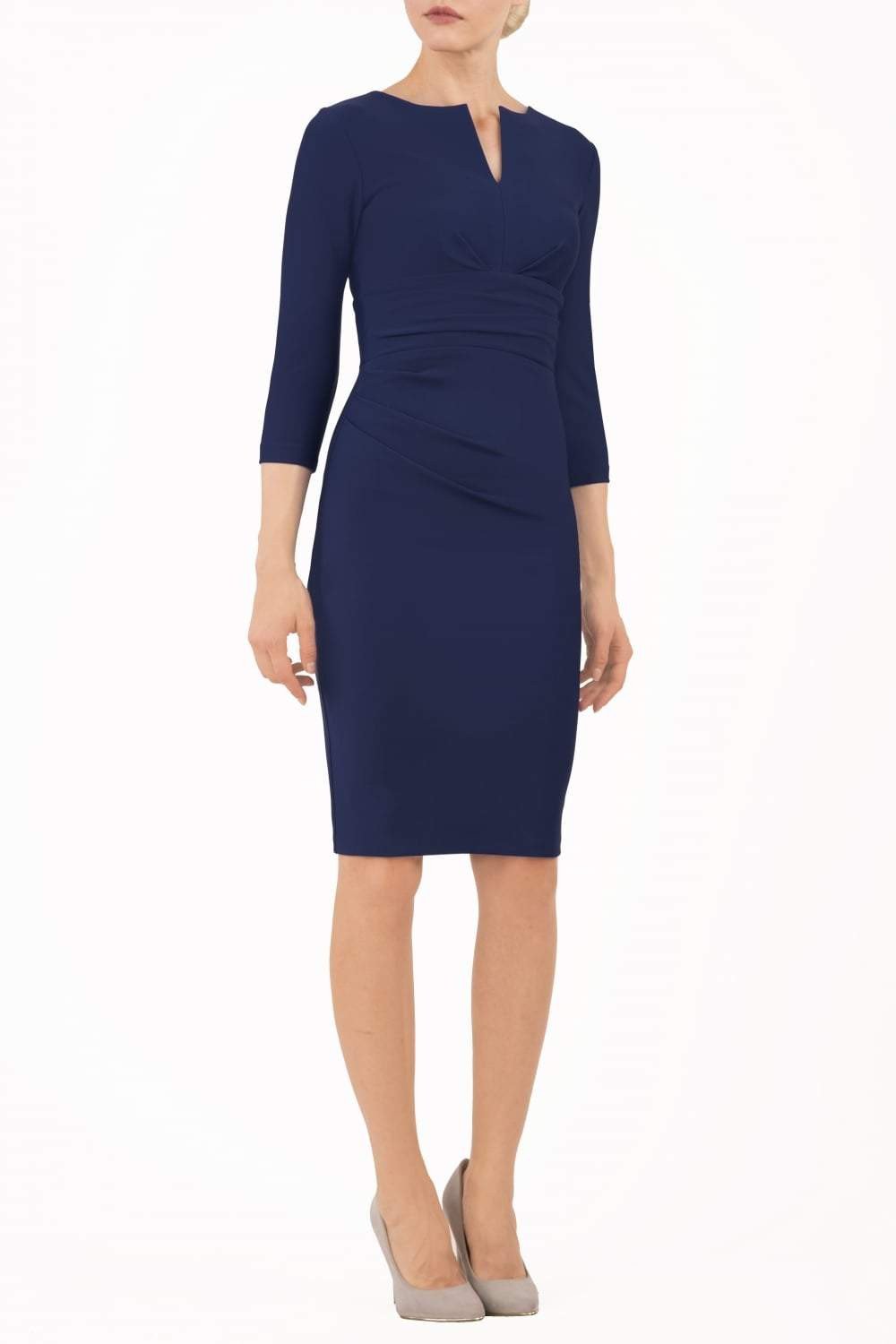 Buy Women's Donna 3/4 Sleeve Dress in Navy Blue | Nora Gardner