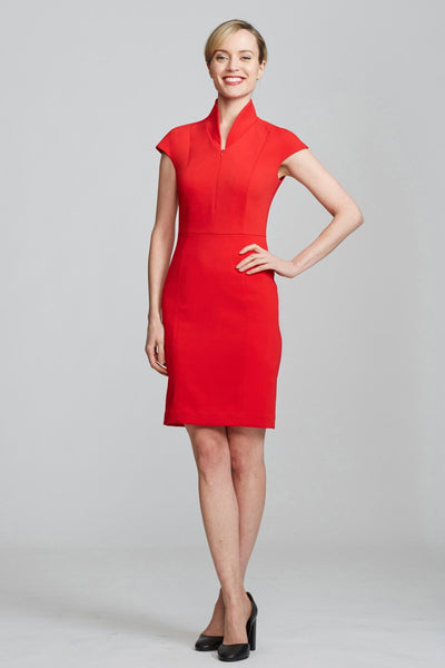 Front Women's Evelyn Dress in Power Red | Nora Gardner