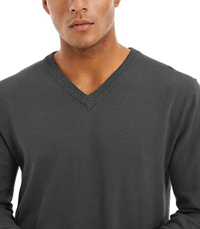 Men's Grey V-Neck Pullover Sweater