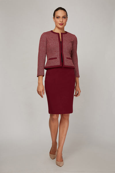 Women's Michelle Jacket in Burgundy Knit | Nora Gardner Front