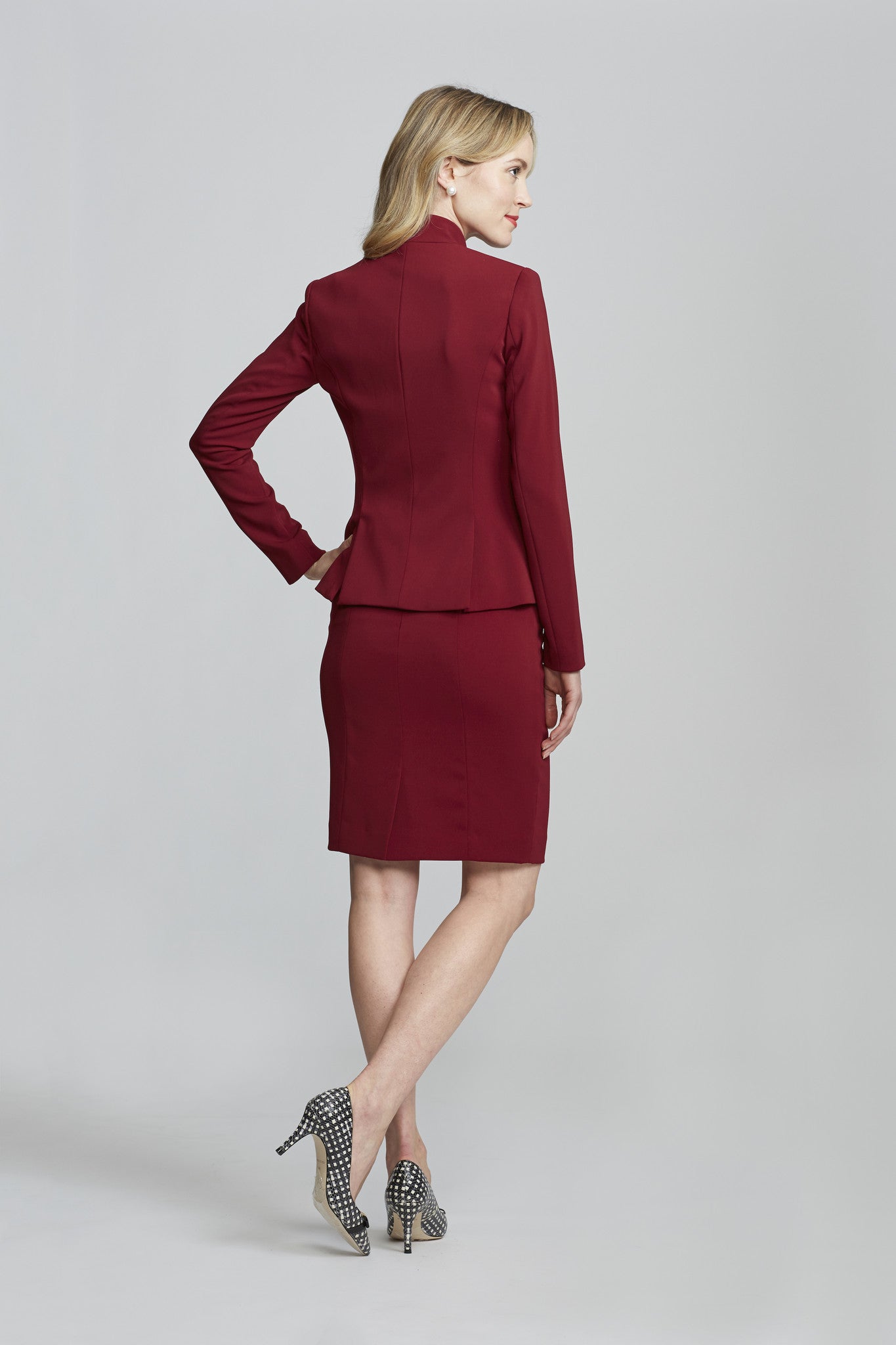 Women's Workwear – Nora Gardner Chelsea Skirt in Burgundy (back)