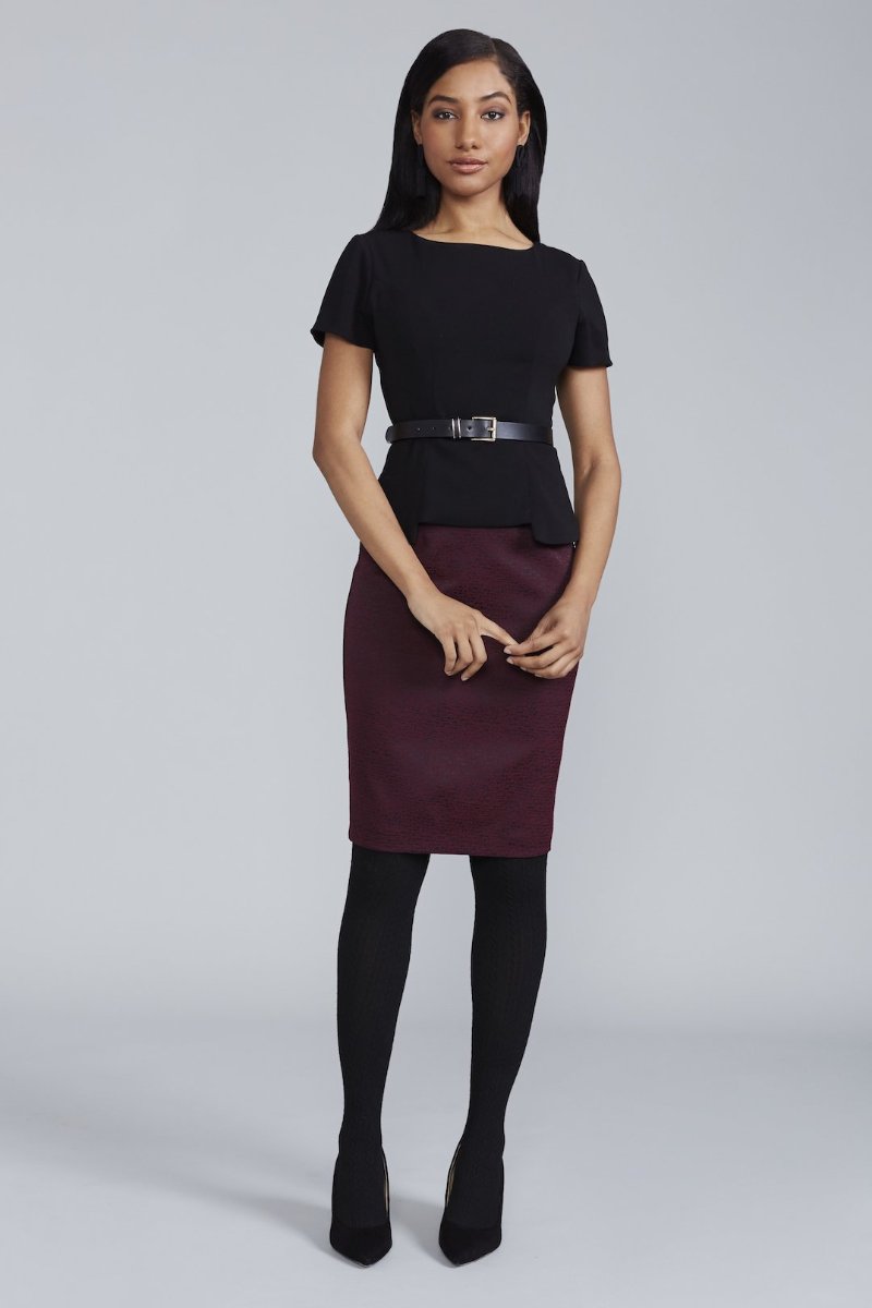Women' Business Chelsea Skirt - Merlot Jacquard NORA GARDNER | OFFICIAL STORE for work and office