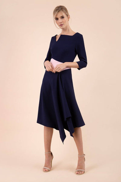 Women' Business Pinto Dress - Navy and Crystal Pink NORA GARDNER | OFFICIAL STORE for work and office