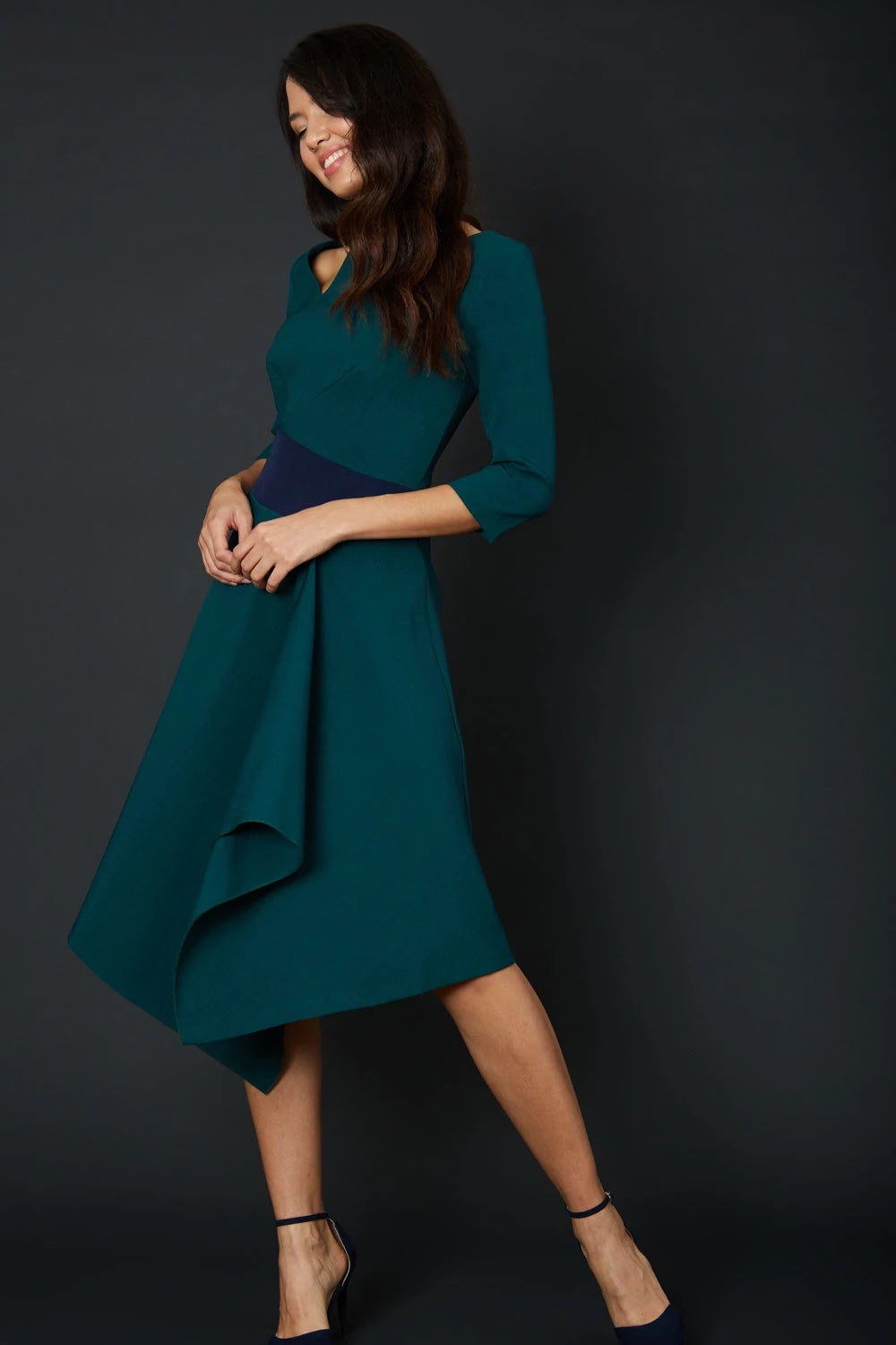Women' Business Pinto Dress - Forest Green and Navy NORA GARDNER | OFFICIAL STORE for work and office