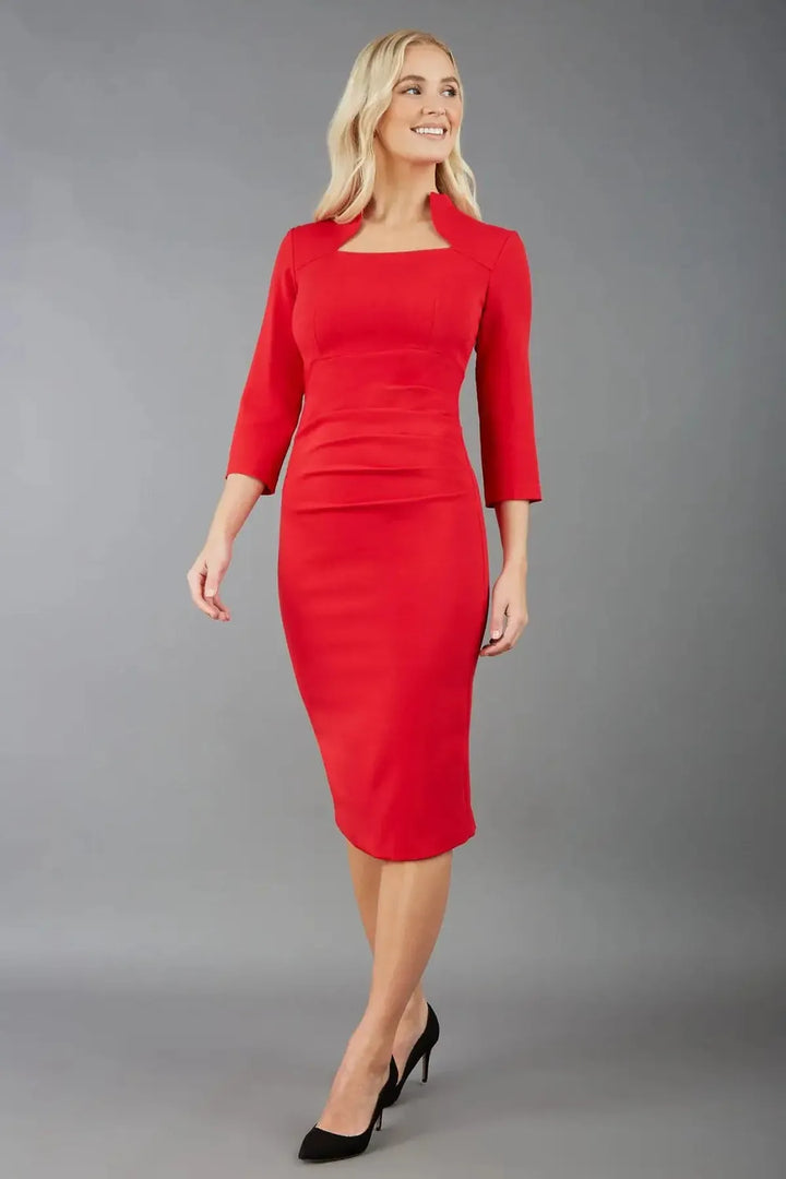 open lace back dress Women's Plaza Professional Dress | Scarlet Red