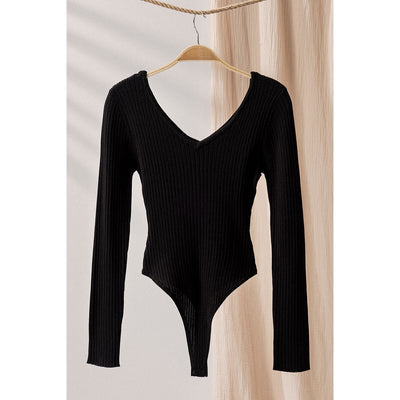 Women' Business Ribbed Knit Bodysuit - Black NORA GARDNER | OFFICIAL STORE for work and office