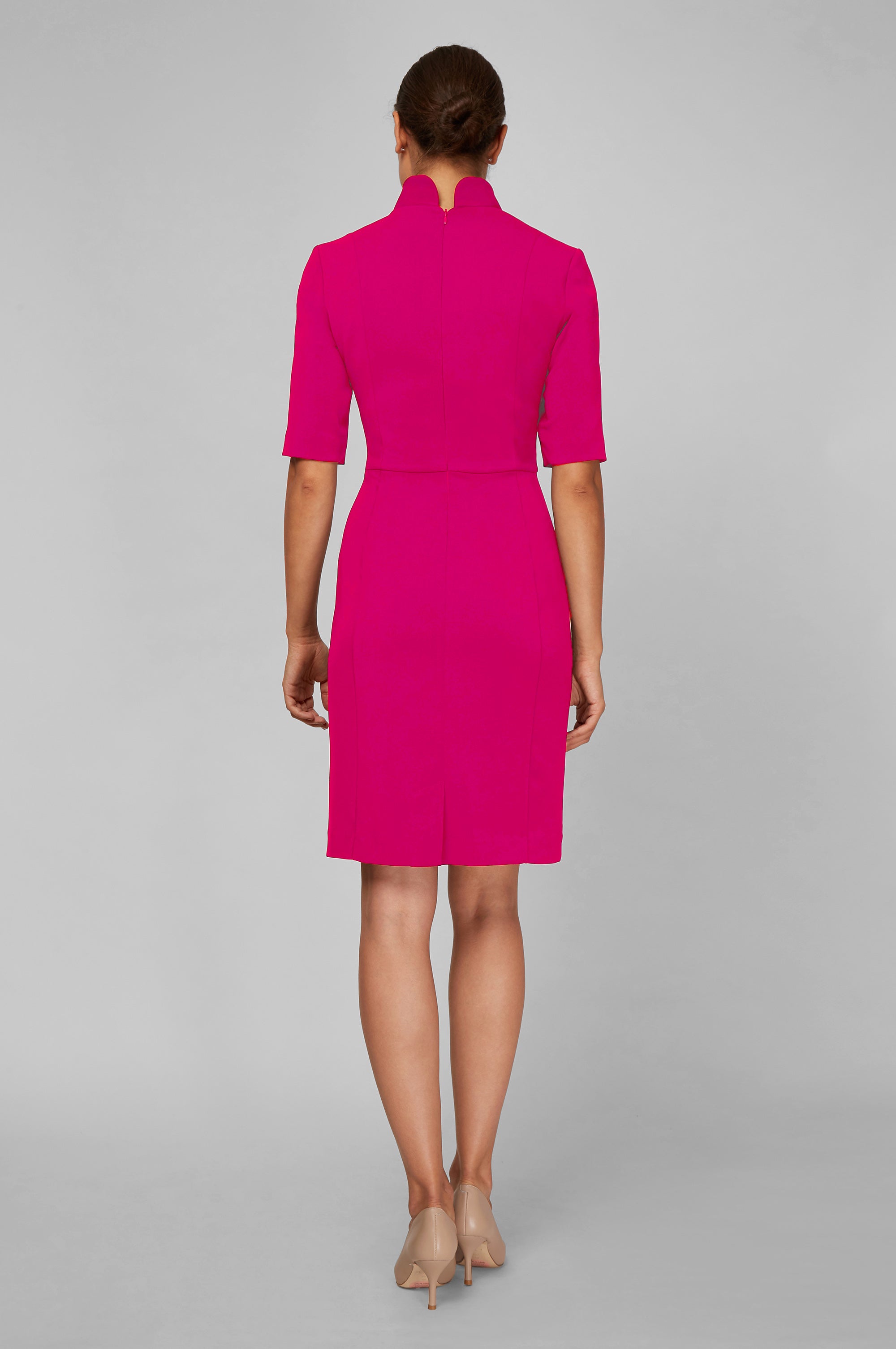 Women' Business Sleeved Evelyn Dress - Lipstick Pink NORA GARDNER | OFFICIAL STORE for work and office