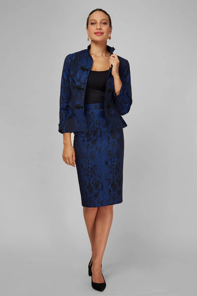 Women's Portia Jacket in Blue Viper Jacquard | Nora Gardner Front