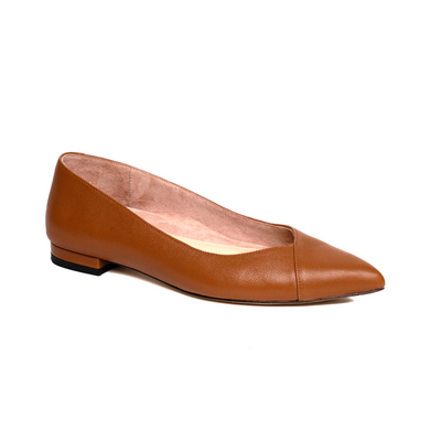 Courageous Caramel Leather Flat For Business Professional Women